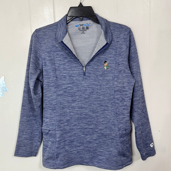 IBKUL Women's Quarter Zip Pullover Top Size Small Blue Golf Long Sleeve Sporty - Picture 1 of 11